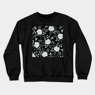 Black White Roses Watercolor Painting Crewneck Sweatshirt